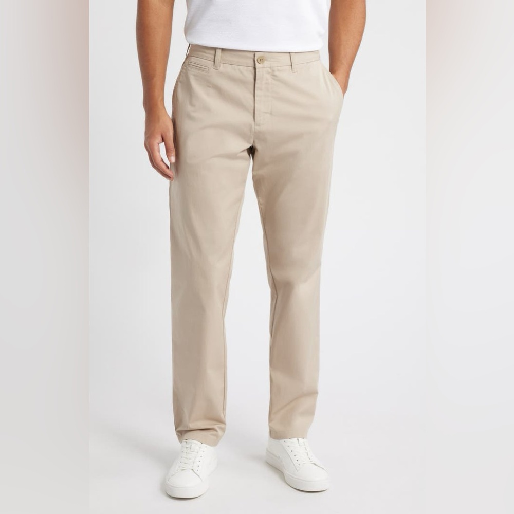 Nordstrom Slim Straight Stretch Cotton Twill Flat Front Chinos Size 30